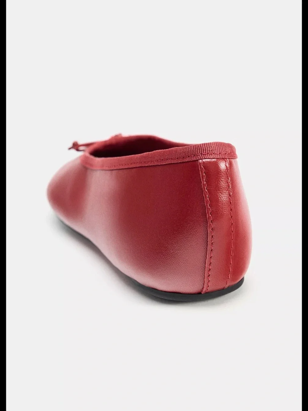 Zara Classic Red Leather Ballet Flats - Women's